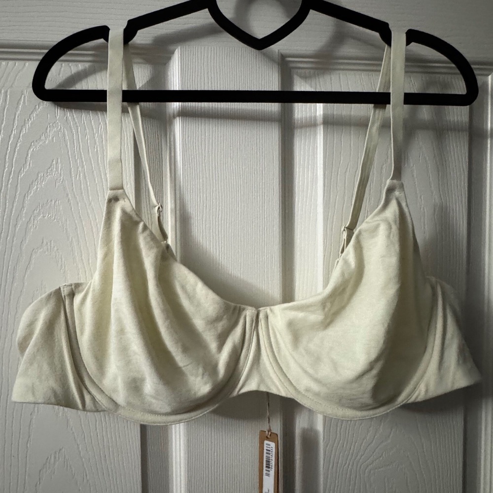 SKIMS Cotton Jersey Underwire Bra T-Shirt‎ Everyday Support Bone 44C - Picture 2 of 7